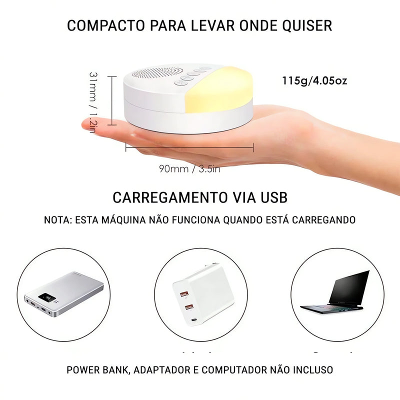 Máquina de Som Branco com Luz Noturna – Ideal para Crianças