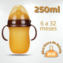Mamadeira Tetadeira DeluxeBaby de 250ml com bico extra e alças para bebês de 6 a 32 meses