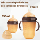 Mamadeira Tetadeira DeluxeBaby em dois tamanhos, 150ml e 250ml, disponíveis em três cores diferentes