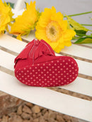 Botinha Antiderrapante para Bebê Menina com Franja Vermelha