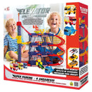 Brinquedo Mega Parking Elevador com Pista Radical para crianças com várias rampas e veículos coloridos