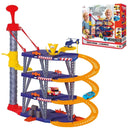Mega Parking Elevador com Pista Radical para diversão com carros e helicóptero em brinquedo colorido