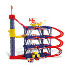 Mega Parking Elevador com Pista Radical em plástico colorido com diferentes níveis e acessórios para brincar