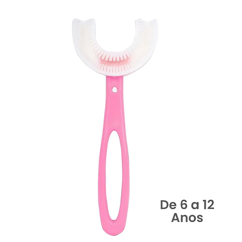 Escova Dental Bebê 360 Graus com cabo rosa para crianças de 6 a 12 anos da Meu Cheirinho Bom