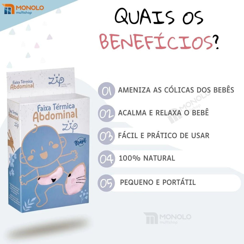 Faixa Térmica Abdominal para Bebês – Alívio Natural para Cólicas e Gases.