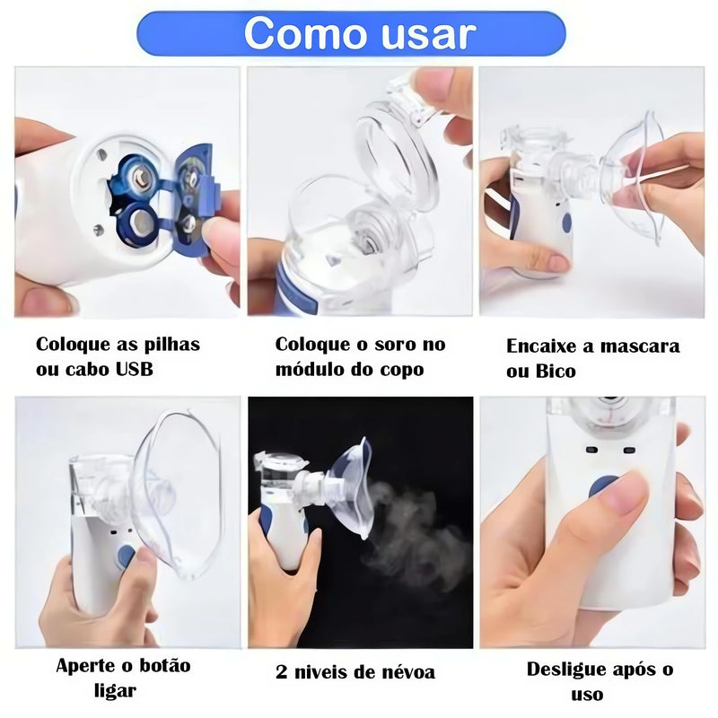Inalador e Nebulizador Ultrassônico Portátil - Alívio e Conforto na Palma da Mão