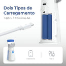 Inalador e Nebulizador com carregamento Tipo-C e compartimento para 2 baterias AA