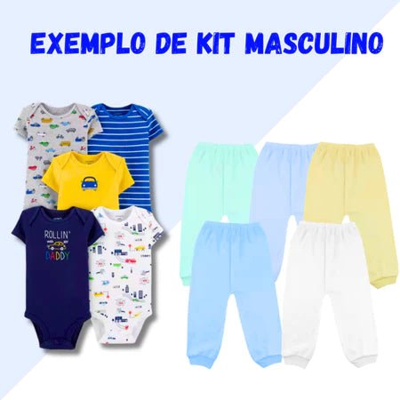 Kit 10 Peças para Bebê – Body Curto Estampado + Mijão: Conforto e Estilo em Dobro.