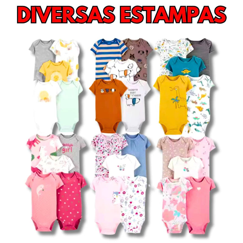 Kit 10 Peças para Bebê – Body Curto Estampado + Mijão: Conforto e Estilo em Dobro.