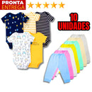 Kit 10 Peças para Bebê com bodies e calças coloridas, ideal para conforto e estilo dos pequenos