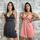 Kit 2 Camisolas de Amamentação em preto e rosa, com detalhes em renda para conforto e estilo