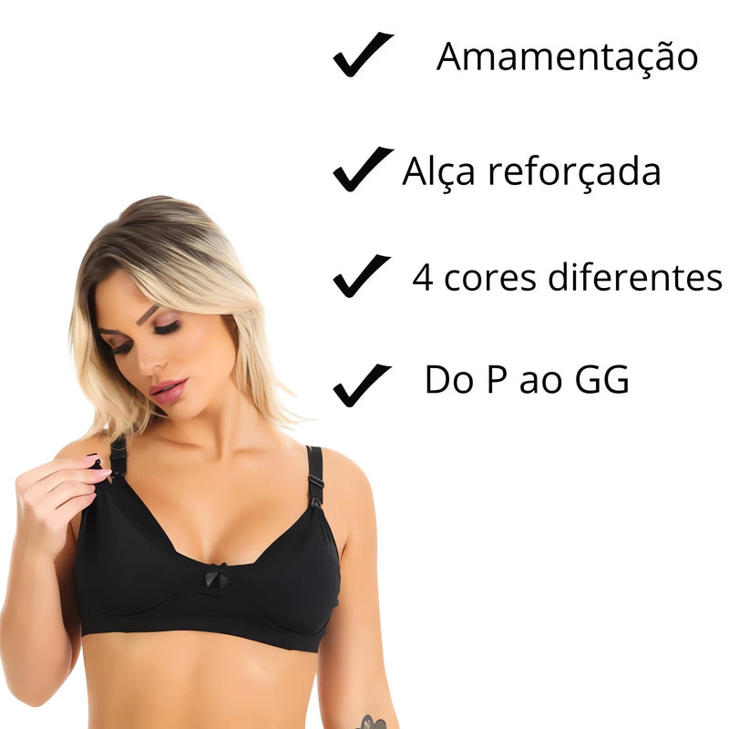 Kit 2 Sutiãs de Amamentação com Alça Reforçada para Conforto e Praticidade