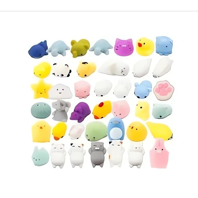 Kit 25 Squishy Bichinhos Macios Antiestresse - Mochi Pop It para Relaxar e Apertar