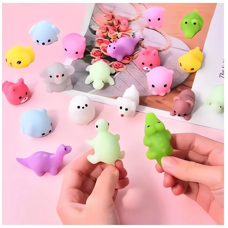 Kit 25 Squishy Bichinhos Macios Antiestresse - Mochi Pop It para Relaxar e Apertar