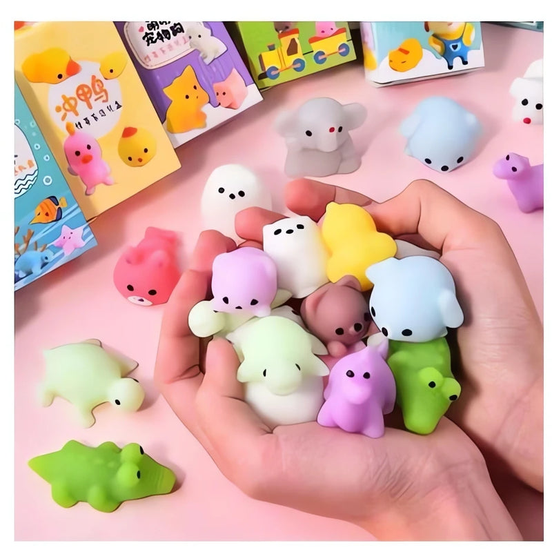 Kit 25 Squishy Bichinhos Macios Antiestresse - Mochi Pop It para Relaxar e Apertar