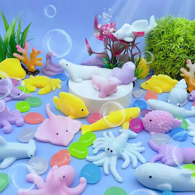 Kit 25 Squishy Bichinhos Macios Antiestresse - Mochi Pop It para Relaxar e Apertar
