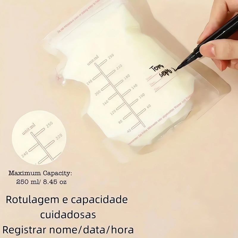 Kit 30 Sacos de Armazenamento de Leite Materno 250mL