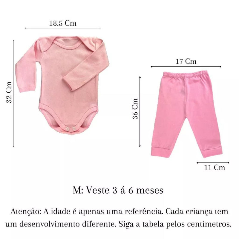 Kit 4 Peças Infantil – Mijão, Calça e Body Manga Longa: Conforto e Versatilidade para Bebês Meninos e Meninas.