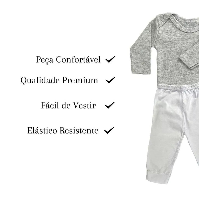 Kit 4 Peças Infantil – Mijão, Calça e Body Manga Longa: Conforto e Versatilidade para Bebês Meninos e Meninas.