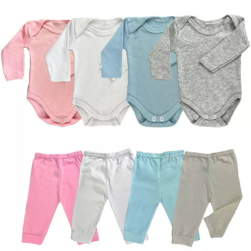 Kit 4 Peças Infantil – Mijão, Calça e Body Manga Longa: Conforto e Versatilidade para Bebês Meninos e Meninas.