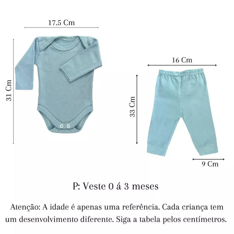 Kit 4 Peças Infantil – Mijão, Calça e Body Manga Longa: Conforto e Versatilidade para Bebês Meninos e Meninas.