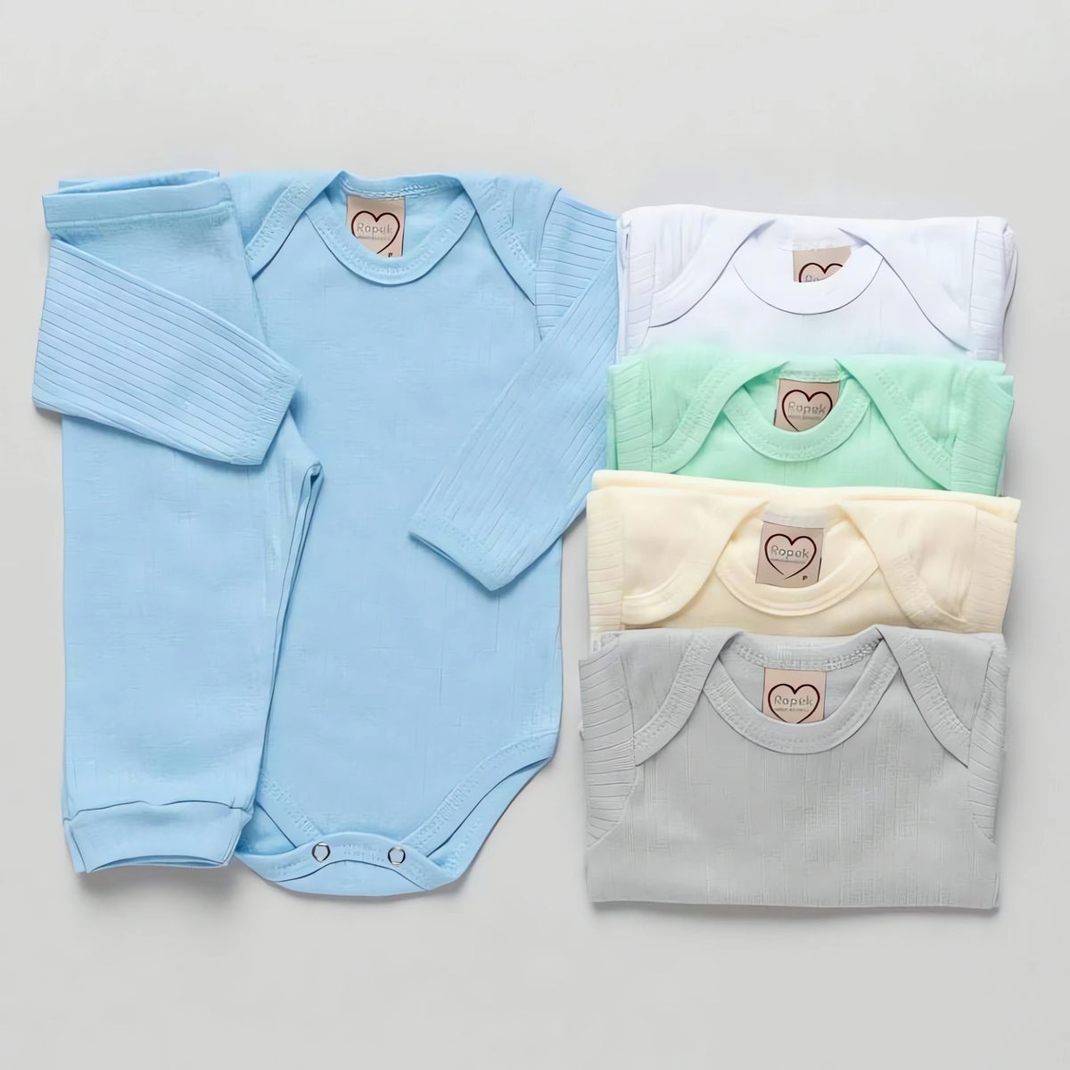 Kit 10 Peças - Body Manga Longa e Calça Lisa para Bebês Meninos e Meninas