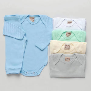 Kit 10 Peças - Body Manga Longa e Calça Lisa para Bebês Meninos e Meninas