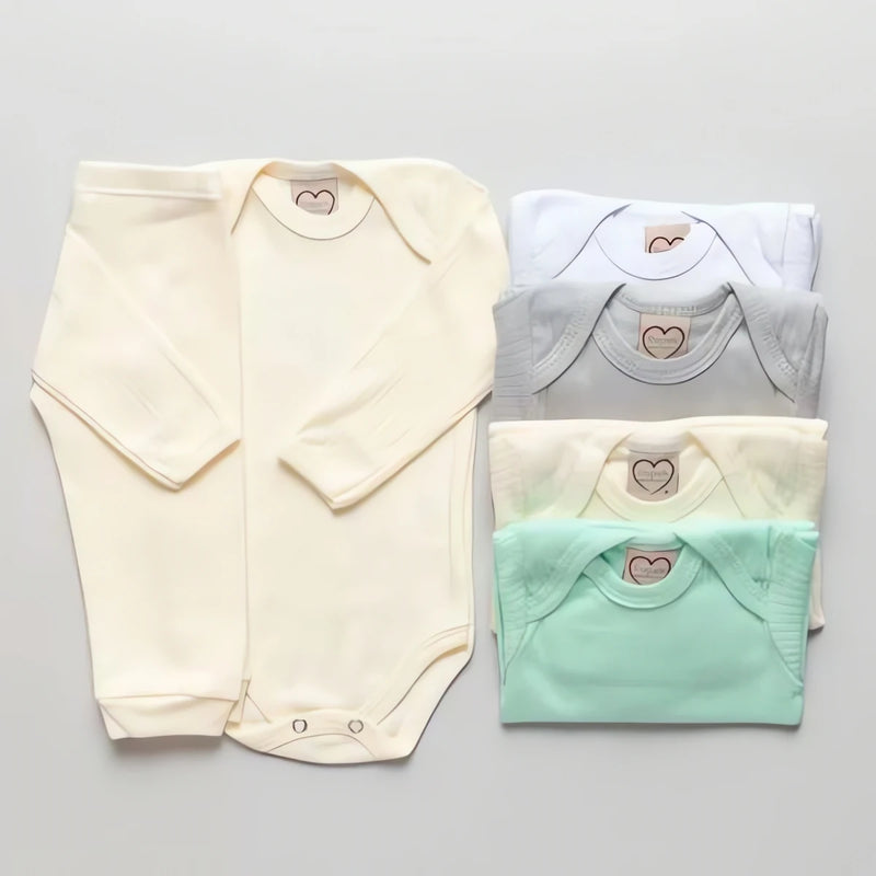 Kit 10 Peças - Body Manga Longa e Calça Lisa para Bebês Meninos e Meninas