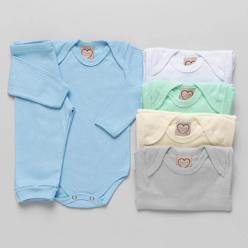 Kit BabyEssencial 10 Peças – Conjunto Body Manga Longa + Calça Lisa para Bebês Meninos e Meninas.
