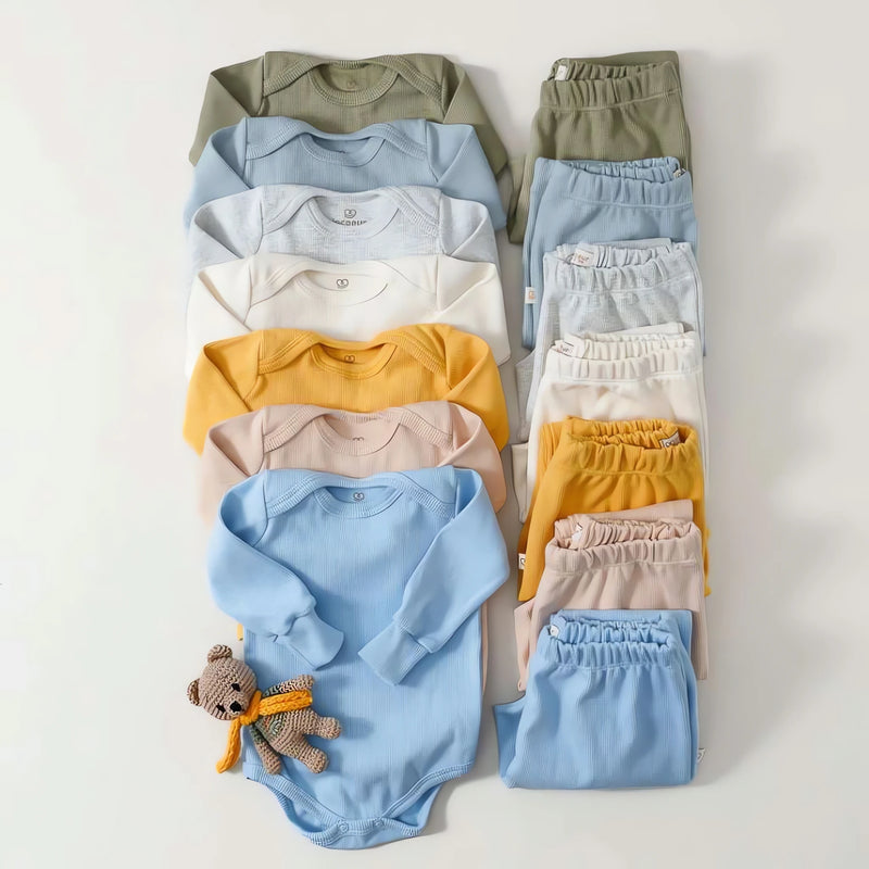 Kit Bebê Manga Longa e Mijão sem Pé – Conjunto 4 Peças Confortáveis
