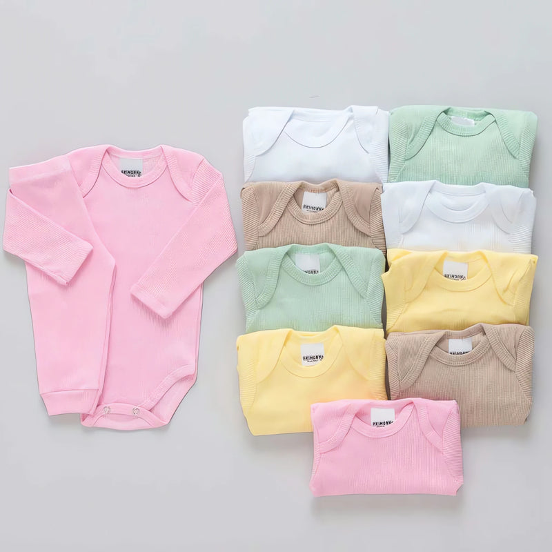 Kit Bebê Manga Longa e Mijão sem Pé – Conjunto 4 Peças Confortáveis