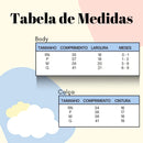 Tabela de medidas para roupas infantis do Kit BabyEssencial 4 Peças com detalhes de tamanhos e dimensões