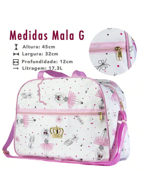 Kit Bolsa e Mala Maternidade PomPom com design divertido e medidas ideais para organizar itens de bebê