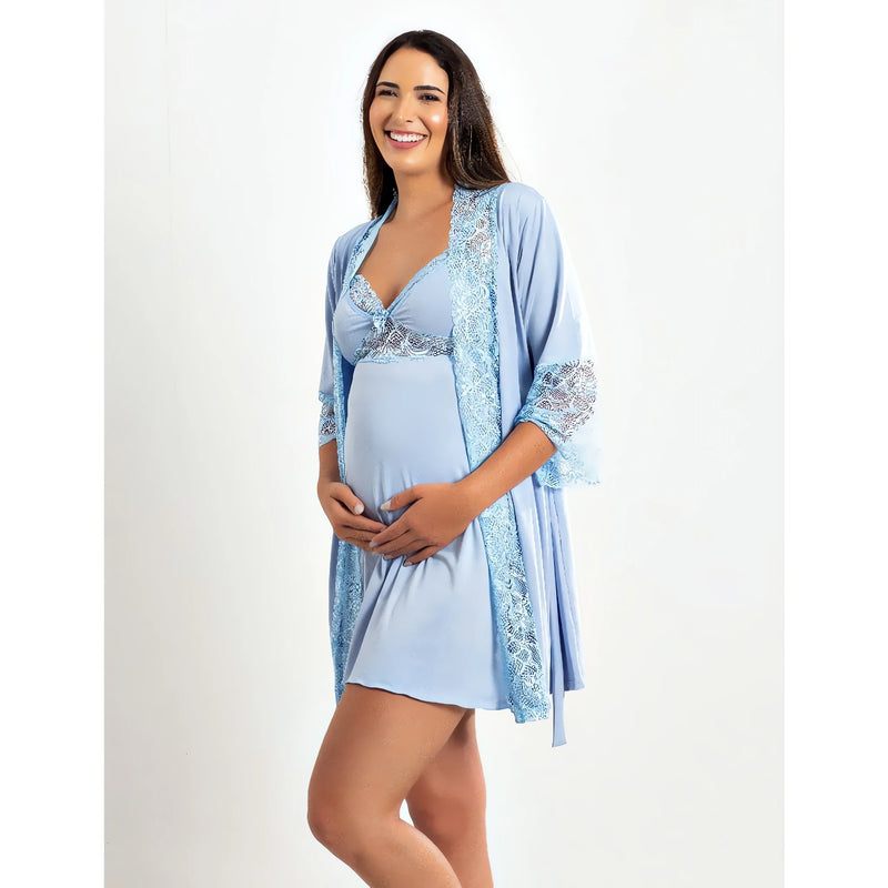 Kit Camisola e Robe de Amamentação - ideal para gestantes