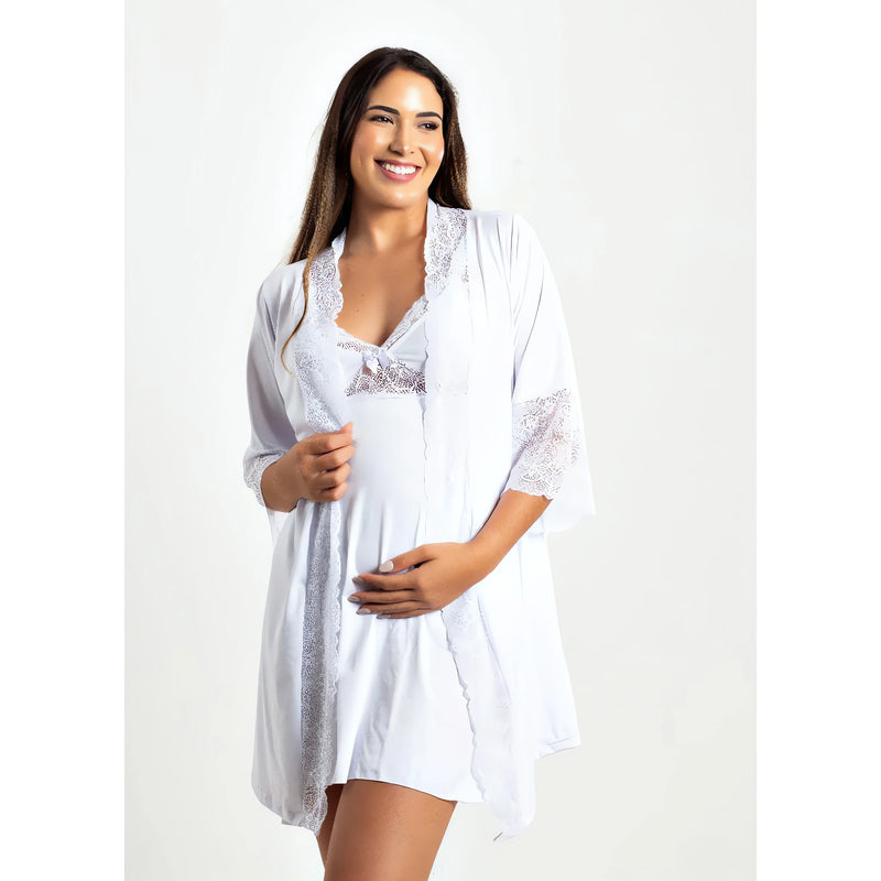 Kit Camisola e Robe de Amamentação - ideal para gestantes