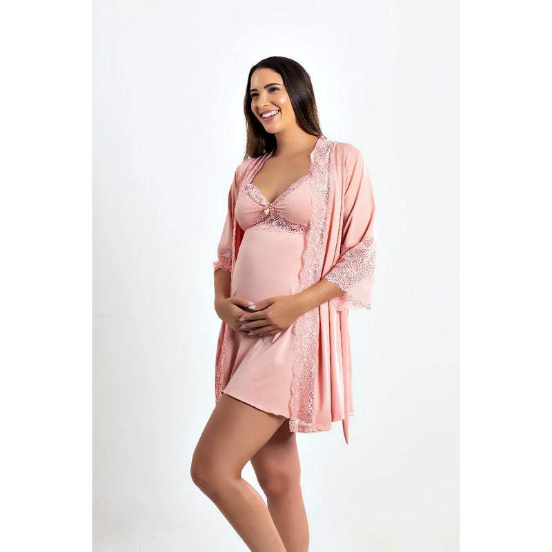 Kit Camisola e Robe de Amamentação - ideal para gestantes