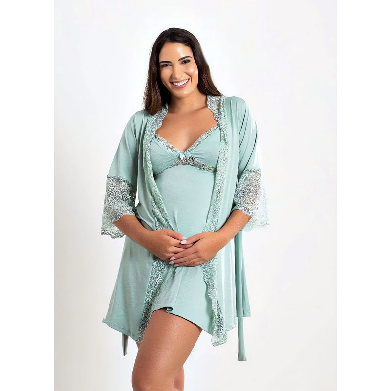 Kit Camisola e Robe de Amamentação - ideal para gestantes