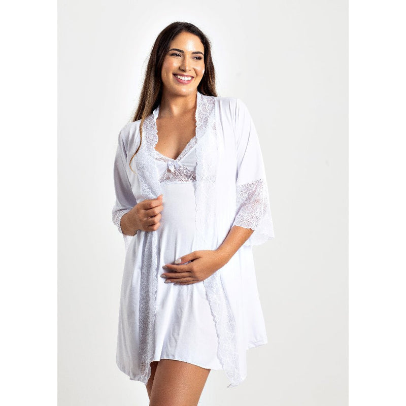 Kit Camisola e Robe de Amamentação.