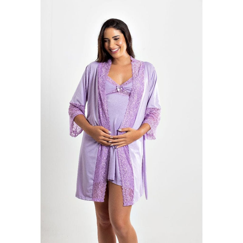 Kit Camisola e Robe de Amamentação.