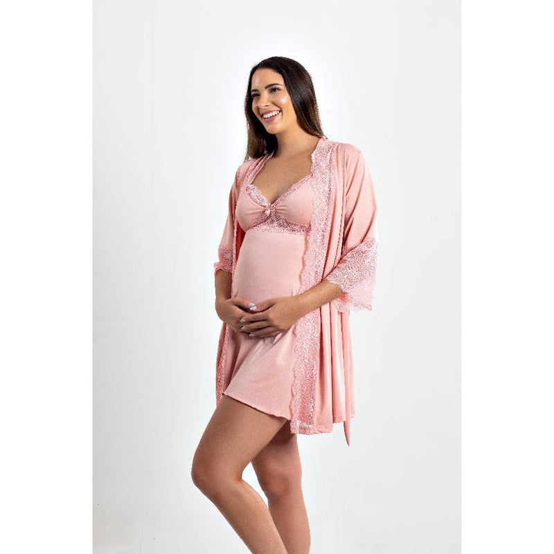 Kit Camisola e Robe de Amamentação.