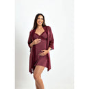 Kit Camisola em vinho com detalhes em renda, ideal para gestantes e conforto à noite