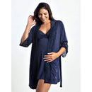 Kit Camisola em azul escuro com detalhe em renda, ideal para gestantes e conforto em casa