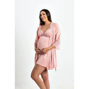 Kit Camisola em rosa com renda, incluindo camisola e robe, ideal para comforto e elegância