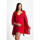 Kit Camisola Vermelha com Renda e Robe, ideal para conforto e elegância na hora de dormir