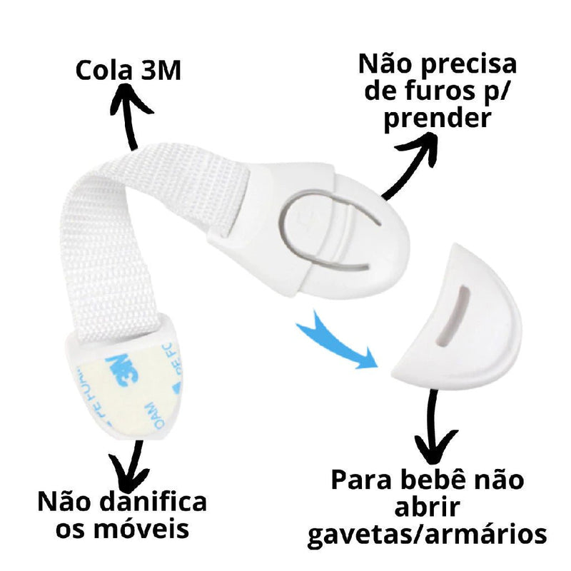 Kit com 10 Unidades de Travas de Segurança para Gavetas e Armários – Proteção Confiável para o Seu Bebê.