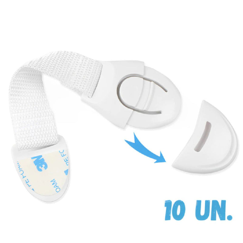 Kit com 10 Unidades de Travas de Segurança para Gavetas e Armários – Proteção Confiável para o Seu Bebê.