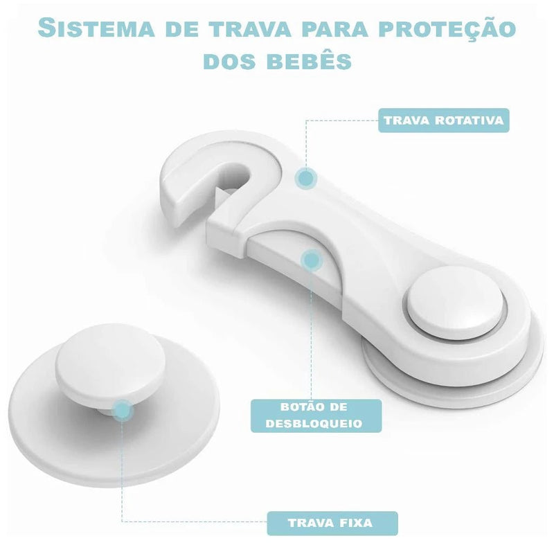 Kit com 10 Unidades de Travas de Segurança para Gavetas e Armários – Proteção Confiável para o Seu Bebê.