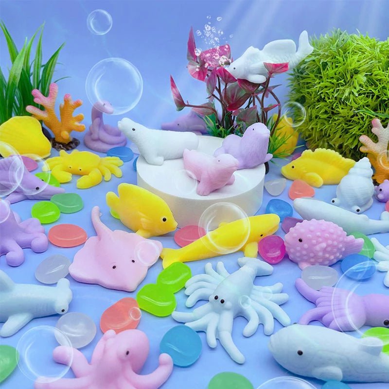 Kit com 25 Squishy Mochi Pop It - Bichinhos Macios Antiestresse para Apertar e Relaxar.
