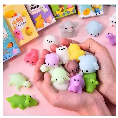 Kit com 25 Squishy Mochi Pop It - Bichinhos Macios Antiestresse para Apertar e Relaxar.
