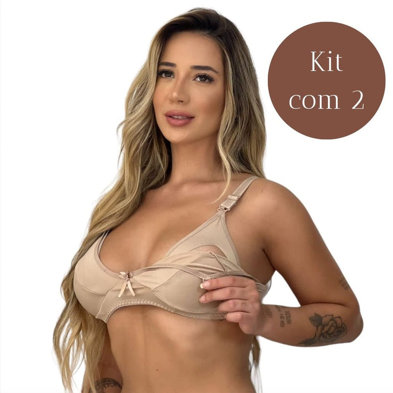 Kit DuoComfort: 2 Sutiãs de Amamentação em Microfibra Premium.